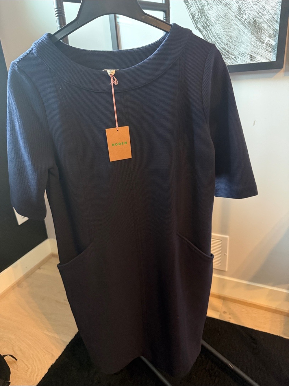 Boden Navy Short-Sleeve Pocket Shift Dress